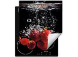 Darhaus Piastra Di Copertura Per Fornelli 45X52 Cm Tappetino Antiscivolo Roll-Up, Nero - Fragole