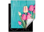 Darhaus Piastra Di Copertura Per Stufa 45X52 Cm Tappetino Antiscivolo Roll-Up, Turchese - Legno - Tulipani