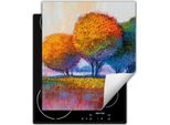 Darhaus Piastra Di Copertura Per Stufe 45X52 Cm Tappetino Antiscivolo Roll-Up, Colorato - Alberi