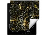 Darhaus Piastra Di Copertura Per Stufa 50X52 Cm Tappetino Antiscivolo Roll-Up, Nero - Fiori
