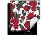 Darhaus Piastra Di Copertura Per Stufa 50X52 Cm Tappetino Antiscivolo Roll-Up, Rosso - Roses