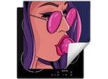 Darhaus Piastra Di Copertura Per Fornelli 50X52 Cm Tappetino Antiscivolo Roll-Up, Pop Art. - Donna