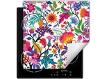 Darhaus Piastra Di Copertura Per Stufa 60X52 Cm Tappetino Antiscivolo Roll-Up, Colorato - Fiori