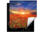 Darhaus Piastra Di Copertura Per Stufa 50X52 Cm Tappetino Antiscivolo Roll-Up, Rosso - Poppies