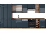Vicco Cucina Componibile Fame-Line, 355 Cm , Pt Rovere, Blu Scuro Lucido/Rovere Dorato