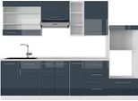 Vicco Cucina Componibile Fame-Line, 280 Cm , Pt Marmo, Blu Scuro Lucido/Bianco