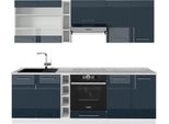 Vicco Cucina Componibile Fame-Line, 235 Cm , Pt Marmo, Blu Scuro Lucido/Bianco