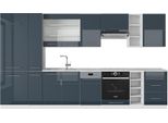 Vicco Cucina Componibile Fame-Line, 355 Cm , Pt Marmo, Blu Scuro Lucido/Bianco