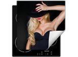 Darhaus Piastra Di Copertura Per Fornelli 50X52 Cm Tappetino Antiscivolo Roll-Up, Nero - Donna