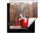 Darhaus Piastra Di Copertura Per Fornelli 60X52 Cm Tappetino Antiscivolo Roll-Up, Gocce - Caffè