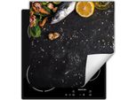 Darhaus Piastra Di Copertura Per Fornelli 50X52 Cm Tappetino Antiscivolo Roll-Up, Ardesia - Frutti Di Mare