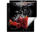 Darhaus Piastra Di Copertura Per Fornelli 60X52 Cm Tappetino Antiscivolo Roll-Up, Nero - Fragole