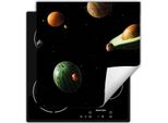 Darhaus Piastra Di Copertura Per Stufa 60X52 Cm Tappetino Antiscivolo Roll-Up, Nero - Frutta