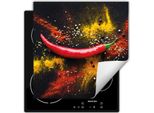 Darhaus Piastra Di Copertura Per Fornelli 60X52 Cm Tappetino Antiscivolo Roll-Up, Colorato - Peperoncino