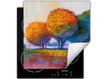 Darhaus Piastra Di Copertura Per Stufa 60X52 Cm Tappetino Antiscivolo Roll-Up, Colorato - Alberi