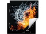Darhaus Piastra Di Copertura Per Fornelli 50X52 Cm Tappetino Antiscivolo Roll-Up, Acqua - Fuoco