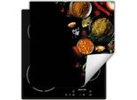 Darhaus Piastra Di Copertura Per Fornelli 60X52 Cm Tappetino Antiscivolo Roll-Up, Nero - Spezie