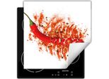 Darhaus Piastra Di Copertura Per Fornelli 60X52 Cm Tappetino Antiscivolo Roll-Up, Rosso - Chilli