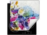 Darhaus Piastra Di Copertura Per Stufa 60X52 Cm Tappetino Antiscivolo Roll-Up, Colorato - Fiori