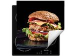 Darhaus Piastra Di Copertura Per Fornelli 60X52 Cm Tappetino Antiscivolo Roll-Up, Nero - Hamburger