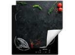 Darhaus Piastra Di Copertura Per Fornelli 60X52 Cm Tappetino Antiscivolo Roll-Up, Ardesia - Spezie - Peperoncino