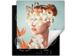 Darhaus Piastra Di Copertura Per Stufa 60X52 Cm Tappetino Antiscivolo Roll-Up, Fiori - Donna