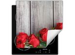 Darhaus Piastra Di Copertura Per Stufa 60X52 Cm Tappetino Antiscivolo Roll-Up, Rosso - Roses