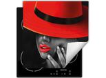 Darhaus Piastra Di Copertura Per Stufa 50X52 Cm Tappetino Antiscivolo Roll-Up, Rosso - Nero - Donna