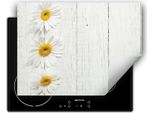 Darhaus Piastra Di Copertura Per Stufa 70X52 Cm Tappetino Antiscivolo Roll-Up, Bianco - Legno - Fiore