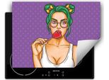 Darhaus Piastra Di Copertura Per Fornelli 70X52 Cm Tappetino Antiscivolo Arrotolabile, Donna - Pop Art.