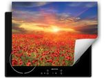 Darhaus Piastra Di Copertura Per Stufa 70X52 Cm Tappetino Antiscivolo Roll-Up, Rosso - Poppies