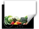 Darhaus Piastra Di Copertura Per Fornelli 70X52 Cm Tappetino Antiscivolo Roll-Up, Bianco - Verdure