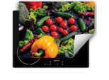 Darhaus Piastra Di Copertura Per Fornelli 70X52 Cm Tappetino Antiscivolo Roll-Up, Colorato - Verdure