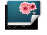 Darhaus Piastra Di Copertura Per Stufa 70X52 Cm Tappetino Antiscivolo Roll-Up, Blu - Fiori