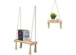 Scaffale Da Parete In Legno Boho Scaffale Appeso Macramè Intrecciato A Mano Scaffale Galleggiante Decorazione Da Parete Supporto Per Piante Per Cucina Camera Da Letto Soggiorno