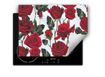 Darhaus Piastra Di Copertura Per Stufa 80X52 Cm Tappetino Antiscivolo Roll-Up, Rosso - Roses
