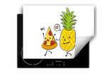 Darhaus Piastra Di Copertura Per Fornelli 80X52 Cm Tappetino Antiscivolo Roll-Up, Pizza - Ananas