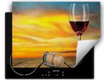 Darhaus Piastra Di Copertura Per Fornelli 80X52 Cm Tappetino Antiscivolo Roll-Up, Rosso - Vino