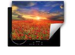Darhaus Piastra Di Copertura Per Stufa 80X52 Cm Tappetino Antiscivolo Roll-Up, Rosso - Poppies