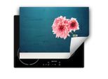 Darhaus Piastra Di Copertura Per Stufa 80X52 Cm Tappetino Antiscivolo Roll-Up, Blu - Fiori