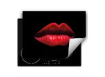 Darhaus Piastra Di Copertura Per Stufa 80X52 Cm Tappetino Antiscivolo Roll-Up, Nero - Rosso - Mouth