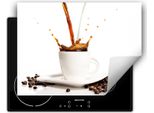 Darhaus Piastra Di Copertura Per Fornelli 80X52 Cm Tappetino Antiscivolo Roll-Up, Bianco - Latte - Caffè