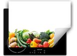 Darhaus Piastra Di Copertura Per Fornelli 80X52 Cm Tappetino Antiscivolo Roll-Up, Bianco - Verdure