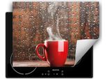 Darhaus Piastra Di Copertura Per Fornelli 80X52 Cm Tappetino Antiscivolo Roll-Up, Gocce - Caffè