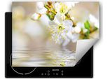 Darhaus Piastra Di Copertura Per Stufa 80X52 Cm Tappetino Antiscivolo Roll-Up, Bianco - Fiori