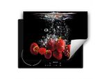 Darhaus Piastra Di Copertura Per Fornelli 80X52 Cm Tappetino Antiscivolo Roll-Up, Nero - Fragole