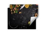 Darhaus Piastra Di Copertura Per Fornelli 80X52 Cm Tappetino Antiscivolo Roll-Up, Ardesia - Frutti Di Mare
