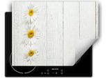 Darhaus Piastra Di Copertura Per Stufa 80X52 Cm Tappetino Antiscivolo Roll-Up, Bianco - Legno - Fiore