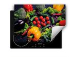 Darhaus Piastra Di Copertura Per Fornelli 80X52 Cm Tappetino Antiscivolo Roll-Up, Colorato - Verdure