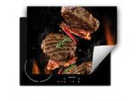 Darhaus Piastra Di Copertura Per Fornelli 80X52 Cm Tappetino Antiscivolo Roll-Up, Nero - Bistecca